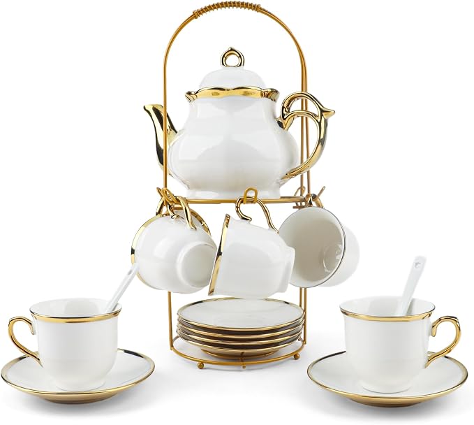 Porcelain Tea Set European Ceramic Tea Cup Saucer Gift Sets by Hebaogugu