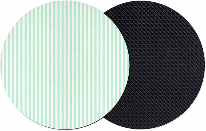 Green White Stripe Coasters Set of 2, Modern Minimalist Geometric Striped Soft by PIEPLE