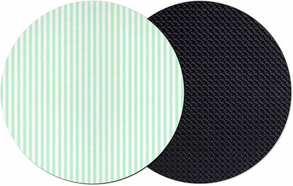Green White Stripe Coasters Set of 2, Modern Minimalist Geometric Striped Soft by PIEPLE