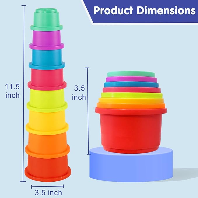 WEEJOYGAM Stacking Cups Baby Toys 6 to 12 months, Nesting Stacking Toys - Image 7