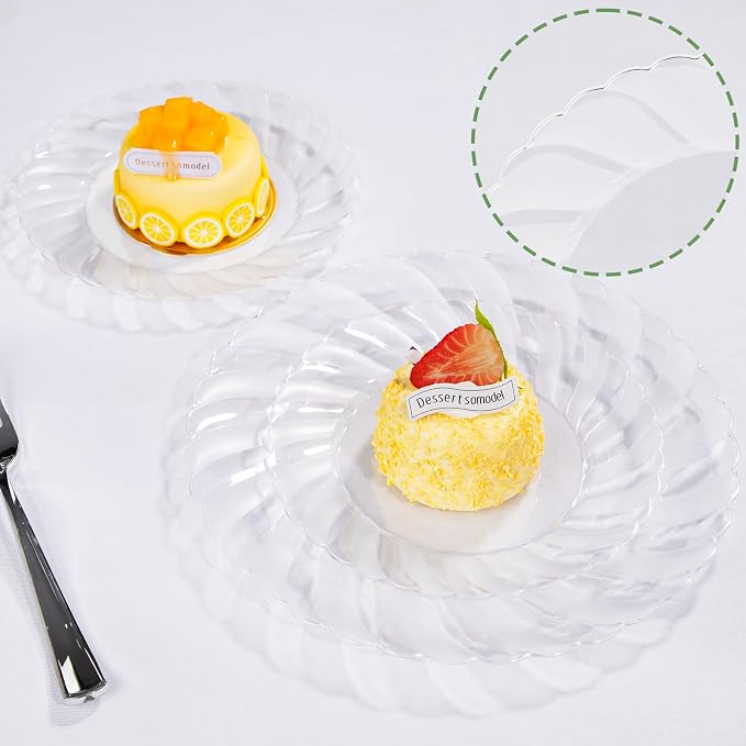 U-QE 100 Pieces Clear Plastic Plates - Image 6