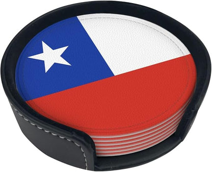 6 Pack Chile Flag Leather Coaster - Image 2