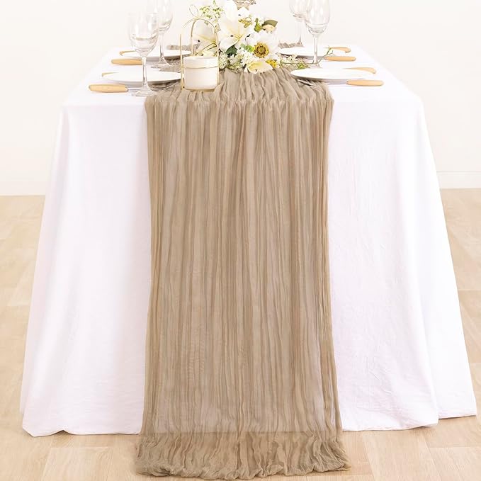 Nude Gauze Cheesecloth Table Runner 10ft Neutral Farmhouse Runner | Lightweight - Image 5