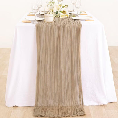 2 Pack Nude Cheesecloth Table Runner 10ft Boho Gauze Taupe Home Decor | - Image 6