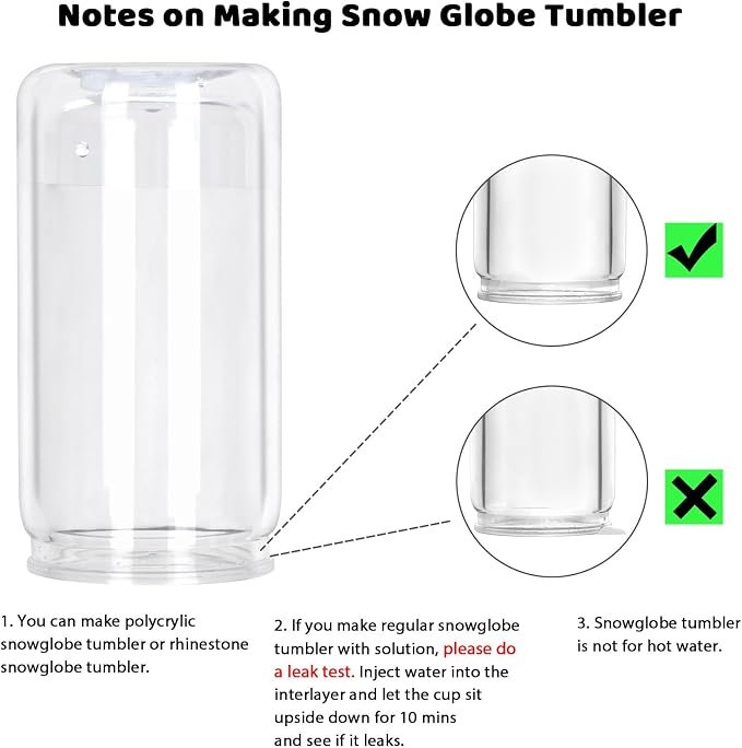 8 Pack plastic Snow Globe Tumbler, 16 Oz Double Wall Plastic Can - Image 4