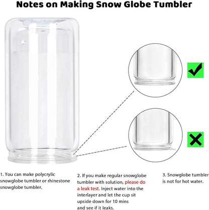 8 Pack plastic Snow Globe Tumbler, 16 Oz Double Wall Plastic Can - Image 4