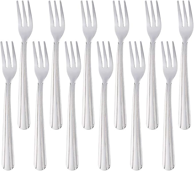 Oyster Fork Set of 12, 5.4 Inch Stainless Steel Cocktail Forks, 3 Tines Mini by KitchenDining