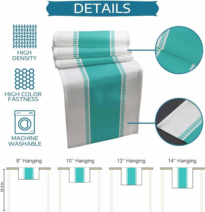 72 inches Long Teal Table Runners, Modern Stripes Table Runner Farmhouse - Image 7