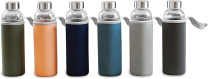 Epica Clear Glass Bottles with Lids, 18 oz Water Bottles, with sleeves | - Image 2