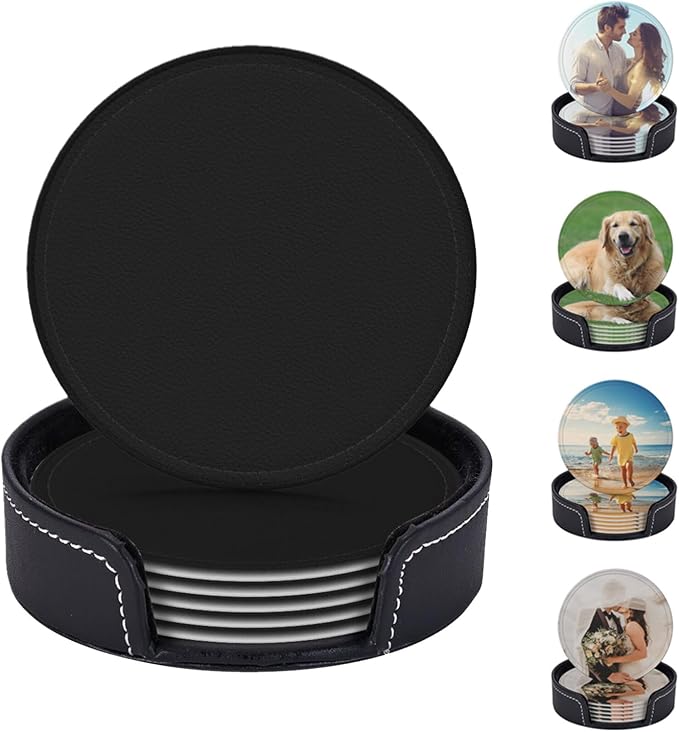 Custom Coasters Set of 6 Leather Coaster by YHPHRTA