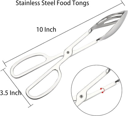 2 Pack Buffet Tongs Salad Tong, 10 Inch Stainless Steel Food Serving Bread Tongs - Image 2