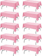 10-Pack Pink Tablecloths for Rectangle Tables, 60 x 102 Inches, Stain-Resistant Polyester Fabric for 6 Foot Tables - Washable Table Covers for Weddings, Banquets, Birthday Parties, Events