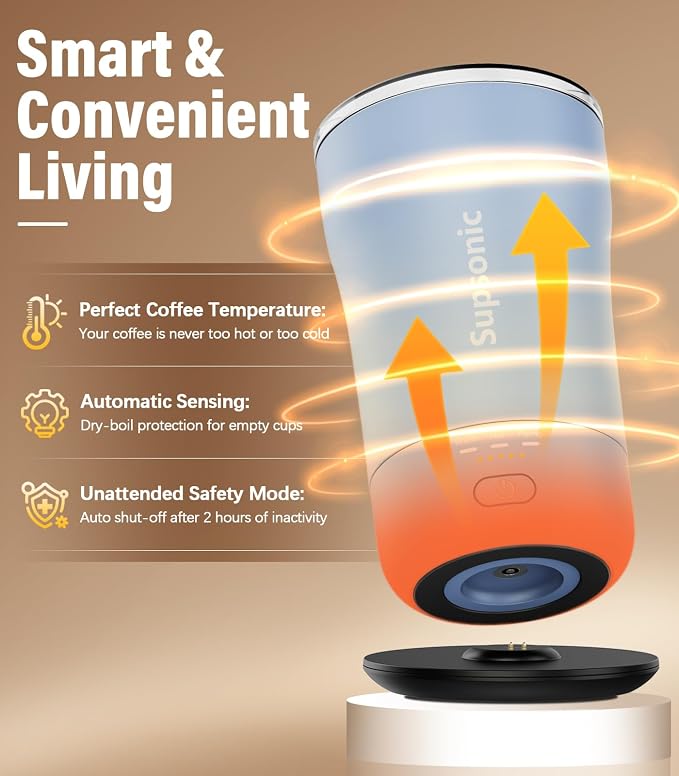 Supsonic Heated Coffee Mug, 14oz Smart Constant Temperature Travel Mug | Heat - Image 3