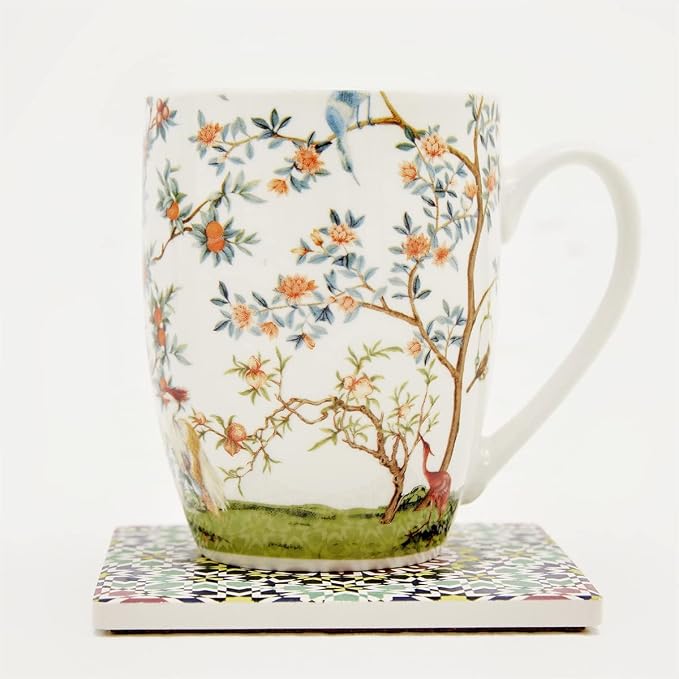 ALYC Fine China Coffee Mug Set – Bird and Branch Flower Teacup Design – 2Pack - Image 6