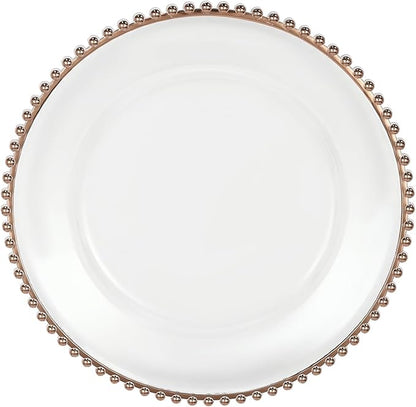 50 Pcs Charger Plates Set, Round Charger Plates, Reusable Serving Plates Embossed Rim Plastic Chargers Plate Decorative Round Plate Chargers for Dinner Plate Table Wedding Shower Decoration