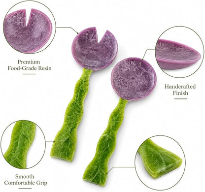 SS CRAFTS INDIA Premium Purple & Green Swirl Resin Salad Servers | Set of 2 - Image 6