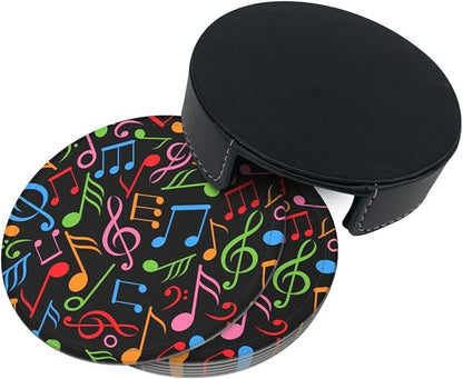 6 Pcs Colorful Music Note Leather Coasters - Image 4