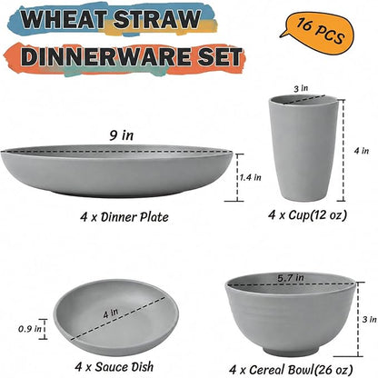 Kids Wheat Straw Dinnerware Sets - Image 3