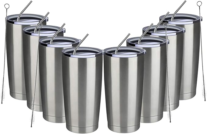 MEWAY 20oz Tumbler 8 Pack Double Wall Vacuum Insulated Travel Mug Bulk by MEWAY