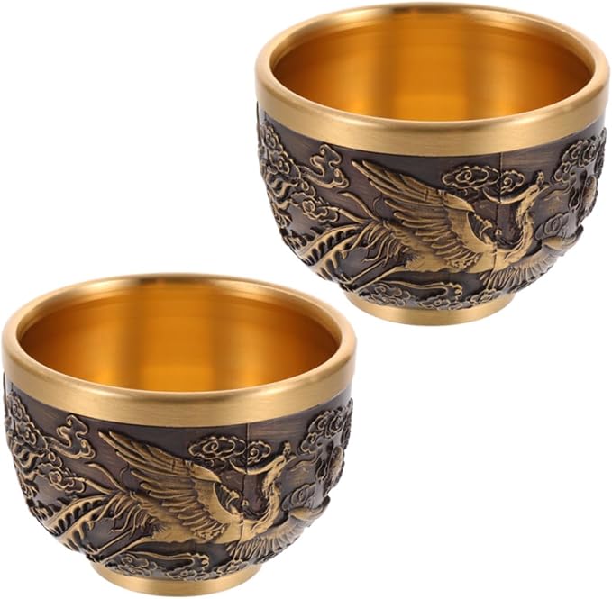 ABOOFAN 2 Pcs Chinese Style Retro Teacup Dragon Pattern Antique Tea Cup Solid by ABOOFAN