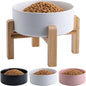 White Elevated Dog Bowl Ceramic for Small Medium Sized Breed,Raised Dog Food Water Bowl with Stand,6 in 3.6 Cups Non Slip Pet Dish Heavy Weighted