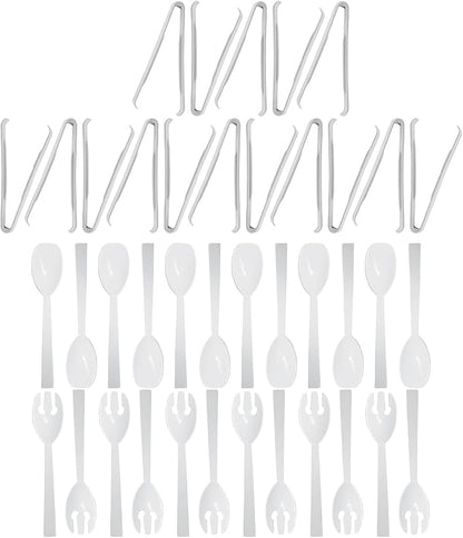 Party Essentials Plastic Party Buffet Serving Utensils Kit, Spoons/Forks/Tongs by PartyEssentials