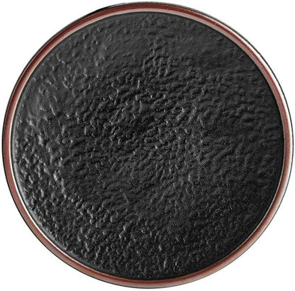 Heika Black Matte Textured Stoneware Plate, 7 11/16 Inch, Coupe Style, Dishwasher Safe, 12 per Case