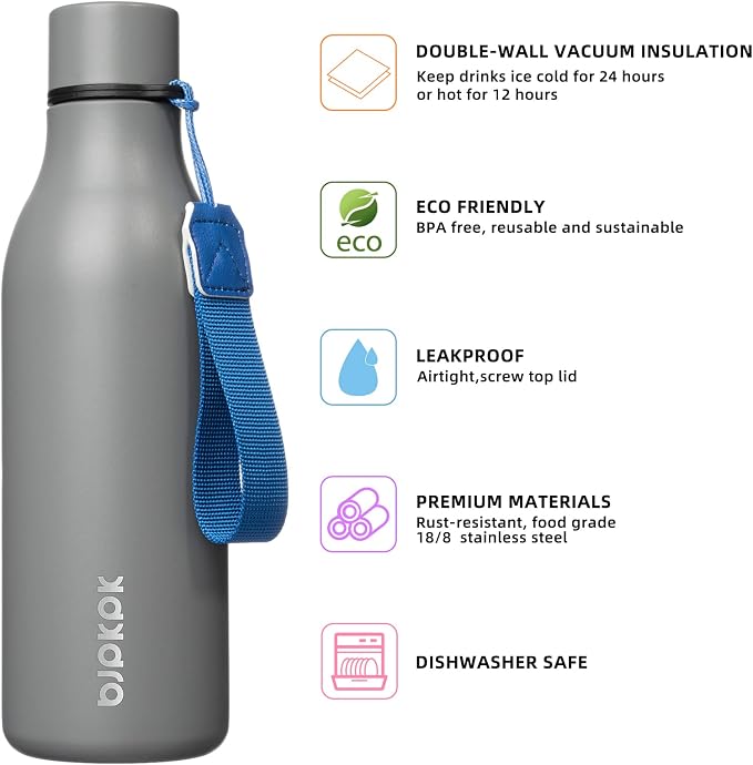 BJPKPK 18oz Insulated Water Bottle, Stainless Steel Bottle - Image 2