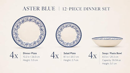 Royal 12-Piece Porcelain Dinnerware Set - Image 2