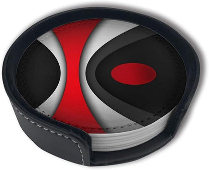 Black in Modern Abstract Red Drinks Coasters by AIMASTZ