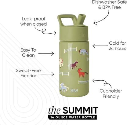 Simple Modern Kids Water Bottle & Toddler Cup | 14oz | Horses | Insulated - Image 2