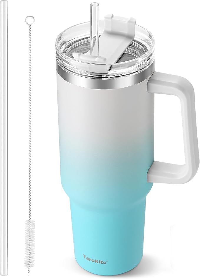TaroKitc 40 oz Tumbler with Handle | Stainless Steel Insulated Travel Mug with by TaroKitc