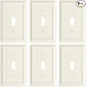 6-Pack Single Toggle Light Switch Cover Plate, Durable Natural Bamboo Fiber Decorative Switch Plate Covers, Light Almond 1 Gang Wall Plate, Corrosion Resistant