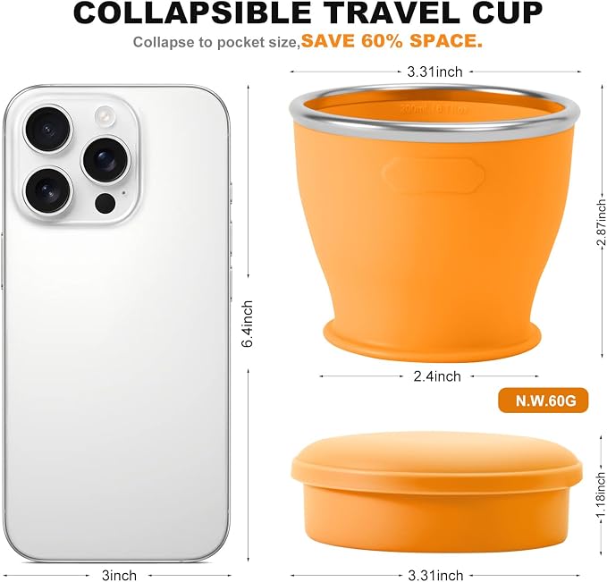 Collapsible Travel Cup, BPA-Free Reusable Water Cup | Lightweight Drinking Cups - Image 4