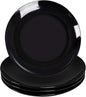 DELLING 10 inch Black Dinner Plates Set, Porcelain Dessert/Salad Plate, Serving Dishes, Dinnerware Sets, Scratch Resistant, Lead-Free, Microwave, Oven, and Dishwasher Safe - Set of 4
