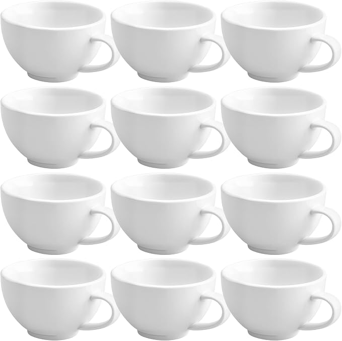 Reallnaive 12 pieces 7.5 oz Porcelain Espresso Cups Set White 220ml Durable by Unknown