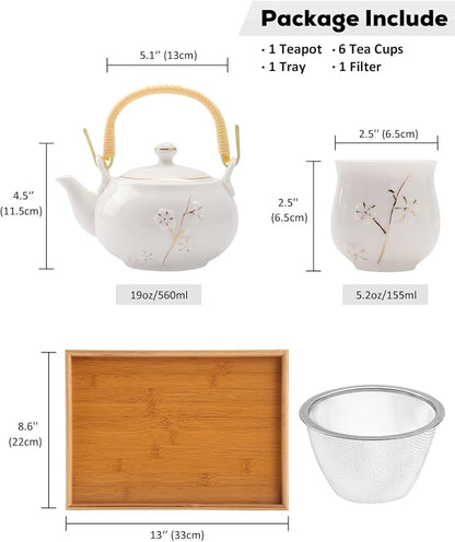 Dujust Japanese White Porcelain Tea Set - Image 5