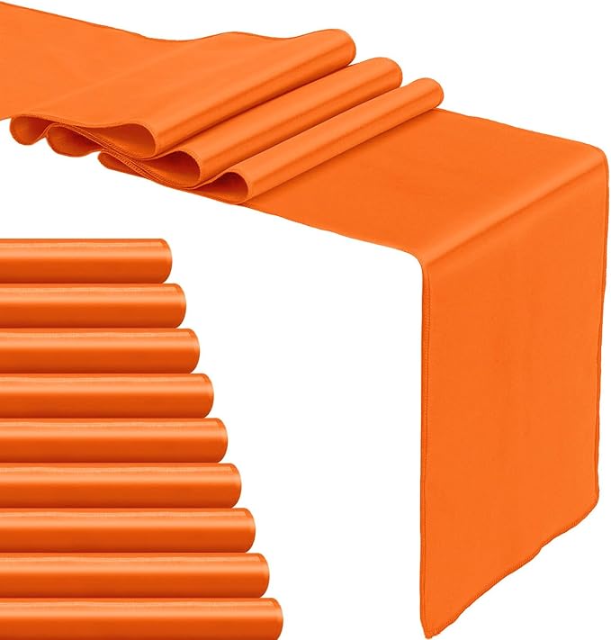 10-Pack Orange Satin Table Runner 12 x 108 Inch Long Bright and Smooth Silk - Image 7