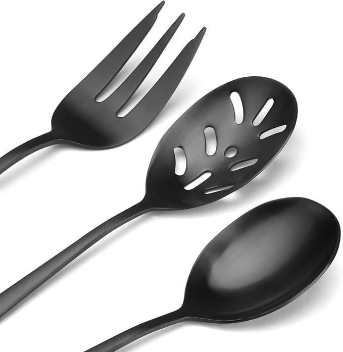 Matte Black Serving Set，SHARECOOK 5-Piece 18/0 Stainless Steel Large Hostess Set - Image 4