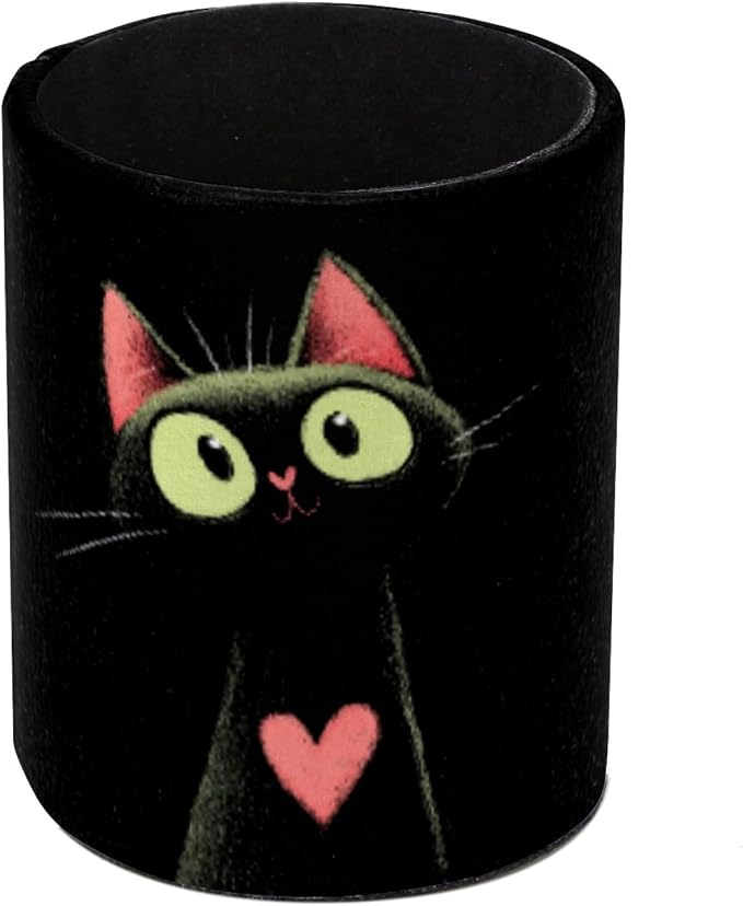 Leather Pen Holder for Desk, Cat Heart Pencil Cup Pen Organizer Makeup Brush by Unknown