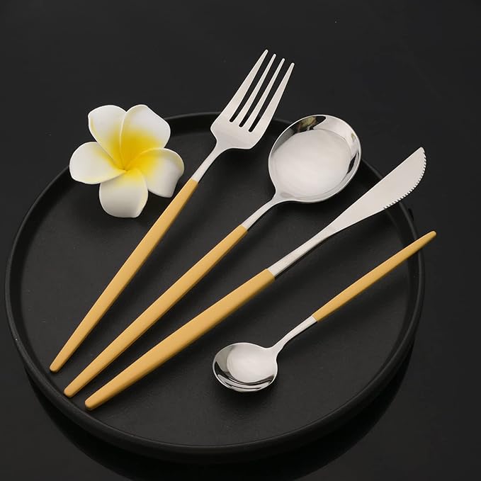 JASHII Flatware Set 24 Piece, Stainless Steel Silverware Set, Macaron Small - Image 5
