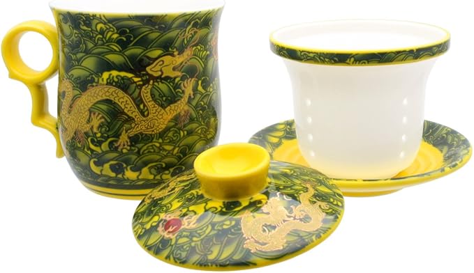 Porcelain Tea Cup with Infuser Lid and Saucer Sets - Image 5