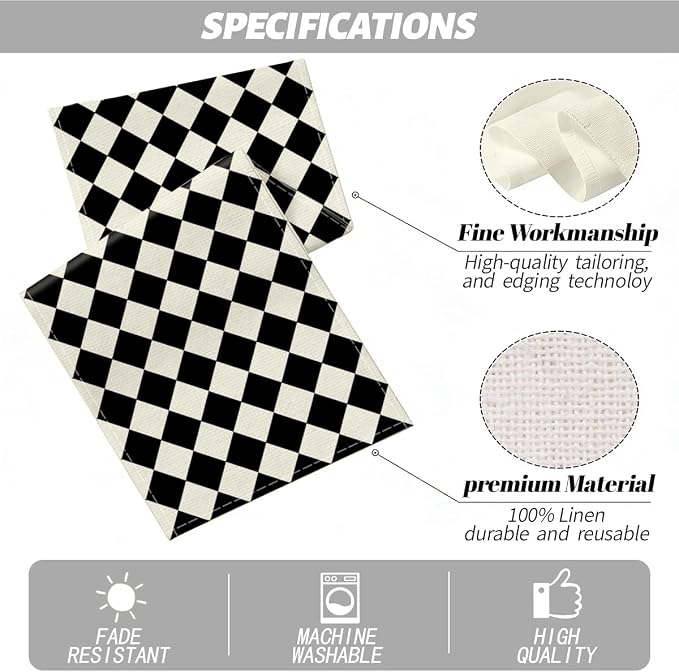 Black Beige Diamond Plaid Table Runner, Home Farmhouse Dining Halloween | Long - Image 2