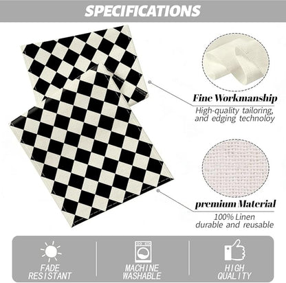 Black Beige Diamond Plaid Table Runner, Home Farmhouse Dining Halloween | Long - Image 2