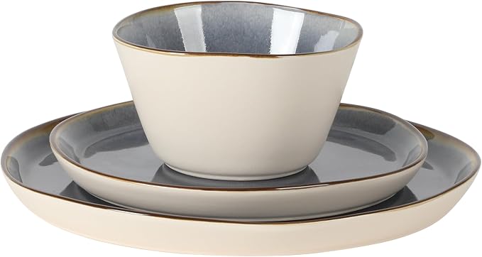 Gibson Elite Algeria River Plates and Bowls Sets, 12-Piece Stoneware Dinnerware - Image 9