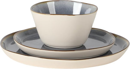Gibson Elite Algeria River Plates and Bowls Sets, 12-Piece Stoneware Dinnerware - Image 9