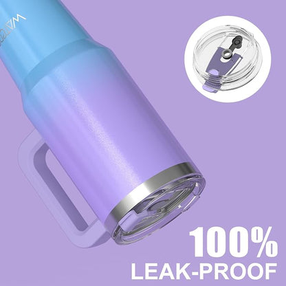 40 oz Shiny Tumbler with Handle and Straw, Stainless Steel Tumbler with Lid and - Image 9