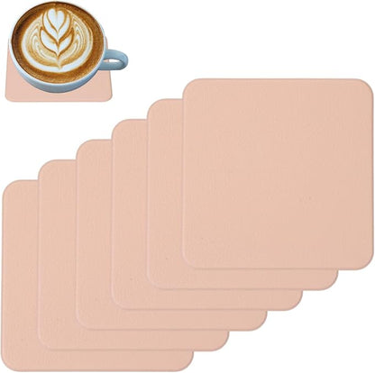 uxcell 6 Pcs Faux Leather Coasters, 3.9 x 3.9 Square Coasters by uxcell