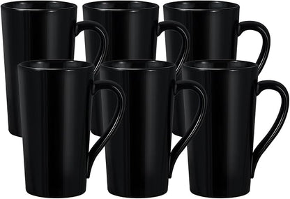 20 oz Ceramic Black Coffee Mugs Set of 6, Large Tall Coffee Mug by YINUOWEI