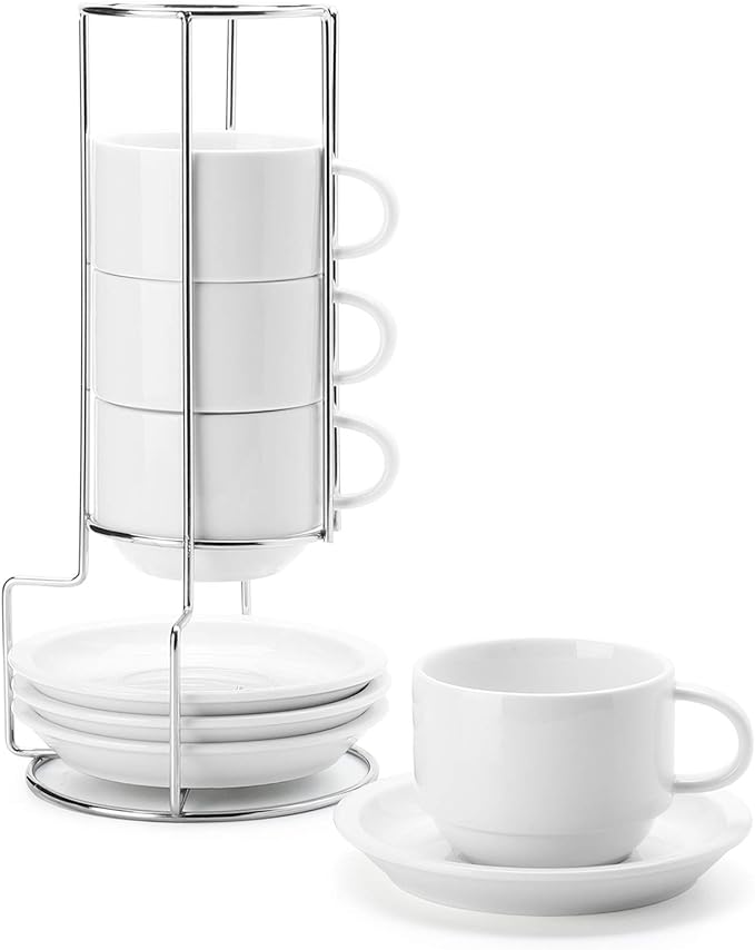 Sweese 8 Ounce Porcelain Stackable Cappuccino Cups by Sweese